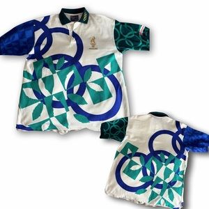 Vintage Atlanta 1996 Olympic Games Staff Hanes Polo Shirt Medium 90s USA Made